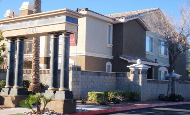 side of condo building close up